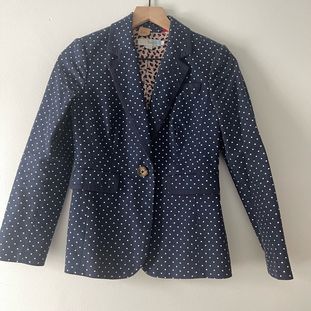 Boden Blazer in Navy with Polka Dots